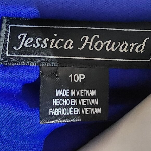JESSICA HOWARD Solid All Blue Lace Overlay Zip Back Dress Womens Size 10P - Picture 5 of 7